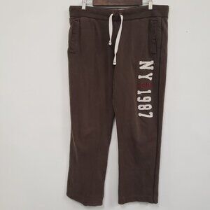 Aeropostale Mens Y2K Thick Athleisure Sweatpants Size L Brown Drawstring Gym